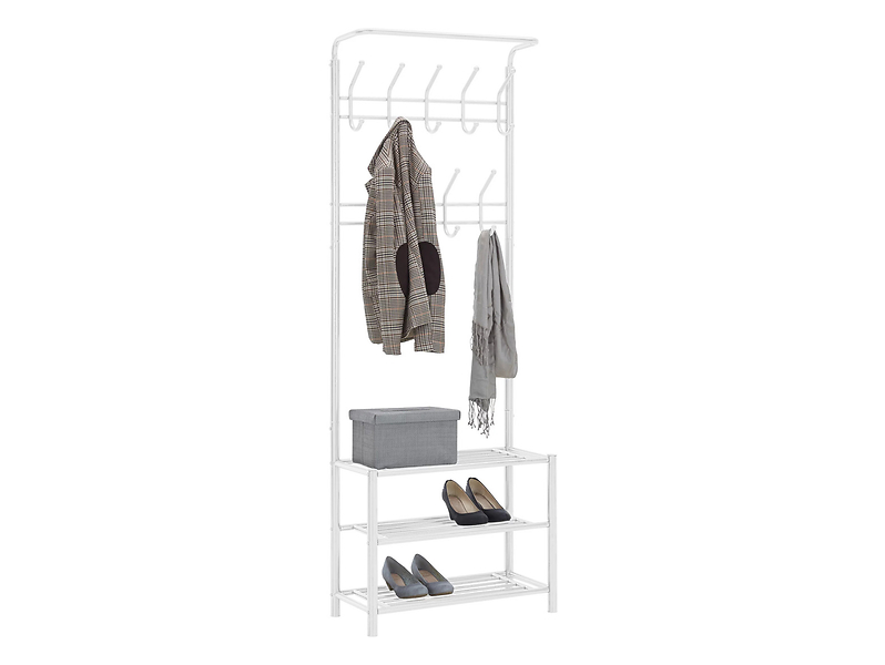 Wieszak Amelia 67 cm z półkami na buty biały 804689