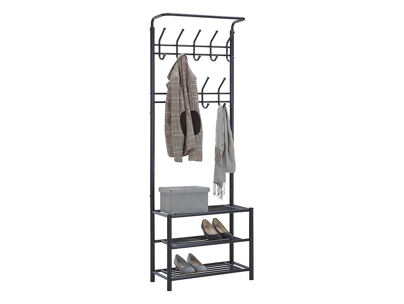 Wieszak Amelia 67 cm z półkami na buty czarny 804690