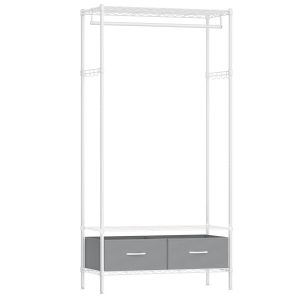 Wieszak garderoba na ubrania biało-szara stalowa 180x90x40 cm 991121 Wieszak garderoba na ubrania biało-szara stalowa 180x90x40 cm 991121