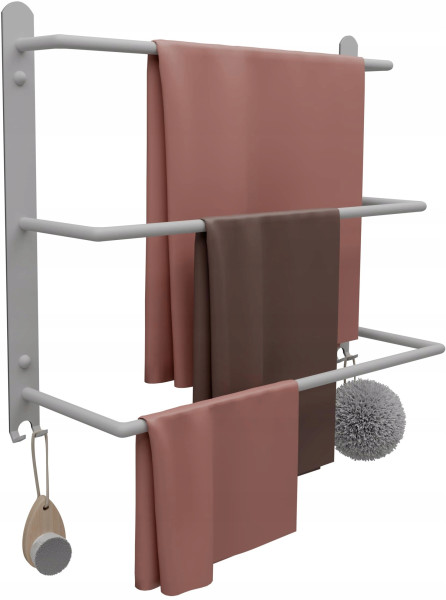 Wieszak Łazienkowy na ręczniki Ścienny Drabinka 40 cm POTRÓJNY Loft Biały 958305