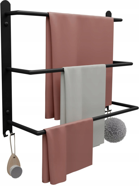 Wieszak Łazienkowy na ręczniki Ścienny Drabinka 40 cm POTRÓJNY Loft Czarny 958307