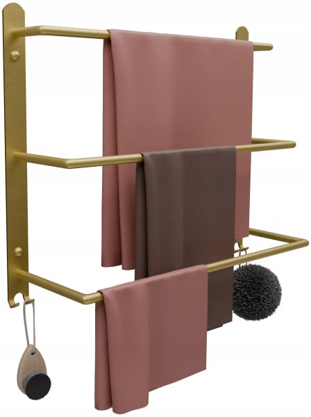 Wieszak Łazienkowy na ręczniki Ścienny Drabinka 40 cm POTRÓJNY Loft Złoty 958310