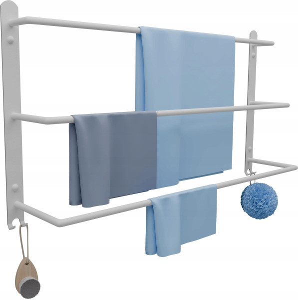 Wieszak Łazienkowy na ręczniki Ścienny Drabinka 60 cm POTRÓJNY Loft Biały 958308