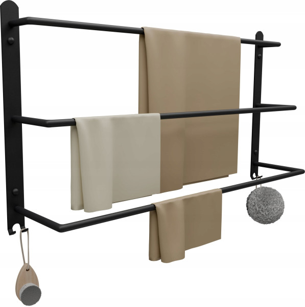 Wieszak Łazienkowy na ręczniki Ścienny Drabinka 60 cm POTRÓJNY Loft Czarny 958306