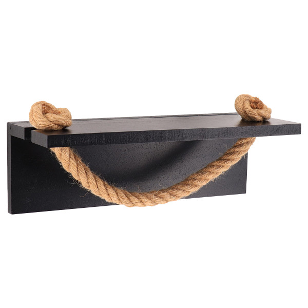 Wieszak na ręczniki Sailor akacja czarny z półką 841181