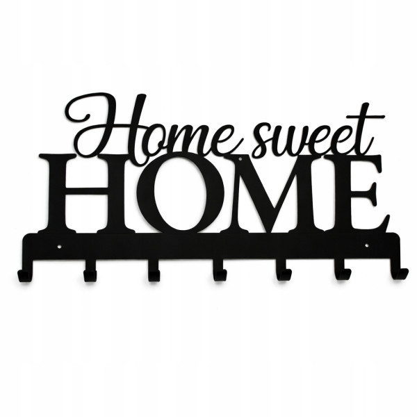 Wieszak na ubrania 57cmx26cm Home sweet Home Metal Czarny 1019759