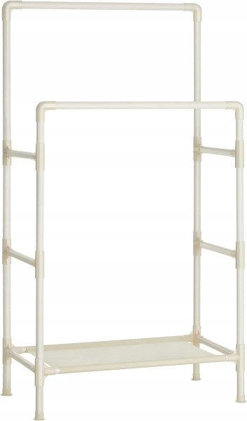 Wieszak na ubrania stojący 2 drążki półka metal RDR01WT 344050