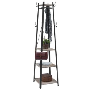 Wieszak na ubrania z hakami i 4 półkami czarny stalowy 181,7 cm 991122 Wieszak na ubrania z hakami i 4 półkami czarny stalowy 181,7 cm 991122