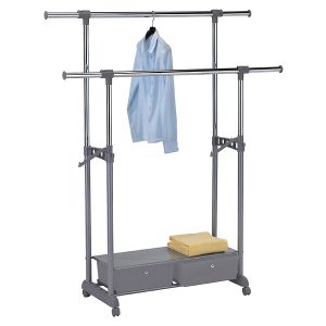 Wieszak Pax 92-143 cm mobilny i regulowany z 2 szufladami szary 708314 Wieszak Pax 92-143 cm mobilny i regulowany z 2 szufladami szary 708314