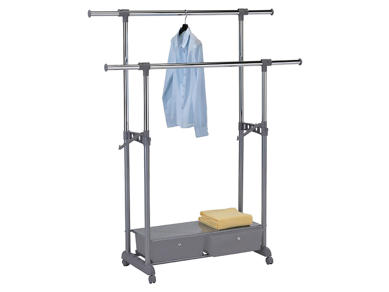 Wieszak Pax 92-143 cm mobilny i regulowany z 2 szufladami szary 708314