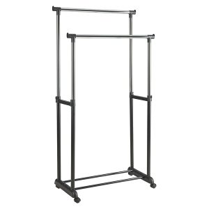 Wieszak podwójny James 84 cm mobilny i regulowany czarny 707350 Wieszak podwójny James 84 cm mobilny i regulowany czarny 707350