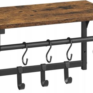 Wieszak ścienny 40x24cm drążek +8 HACZYKÓW z półką LCR103B01 344043 Wieszak ścienny 40x24cm drążek +8 HACZYKÓW z półką LCR103B01 344043
