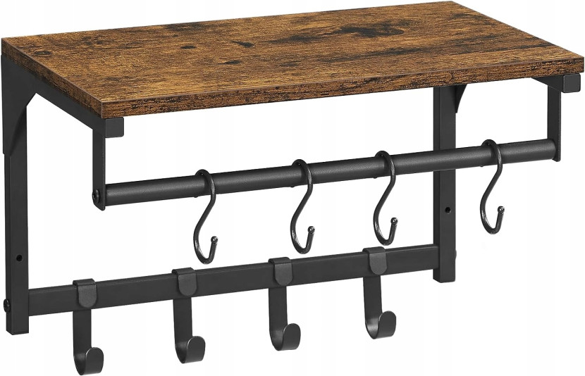 Wieszak ścienny 40x24cm drążek +8 HACZYKÓW z półką LCR103B01 344043