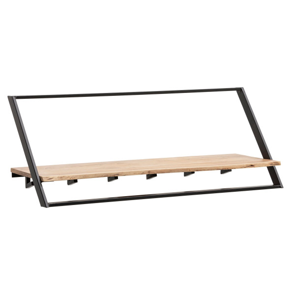 Wieszak ścienny akacja lite drewno metal 100cm Industrialny z krawędzią 965164