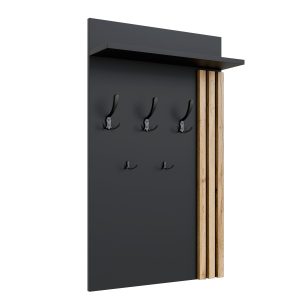 Wieszak Ścienny Lamele 5 Uchwyty Półka Loft 90×60 Dąb Wotan + Czarne 1079977 Wieszak Ścienny Lamele 5 Uchwyty Półka Loft 90×60 Dąb Wotan + Czarne 1079977