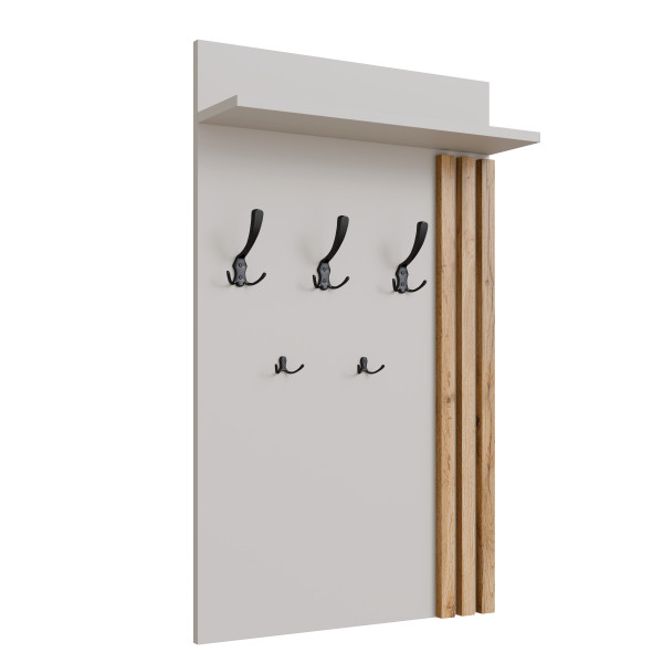 Wieszak Ścienny Lamele 5 Uchwyty Półka Loft 90x60 Kaszmir + Czarne 1079980