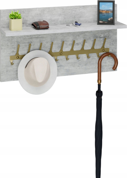 Wieszak ścienny LOFT z półką 70 cm – stylowy organizer do przedpokoju 1066414