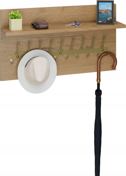 Wieszak ścienny LOFT z półką 70 cm – stylowy organizer do przedpokoju 1066417
