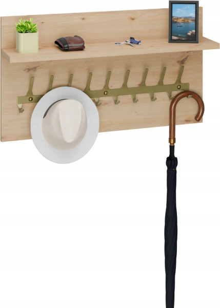 Wieszak ścienny LOFT z półką 70 cm – stylowy organizer do przedpokoju 1066419
