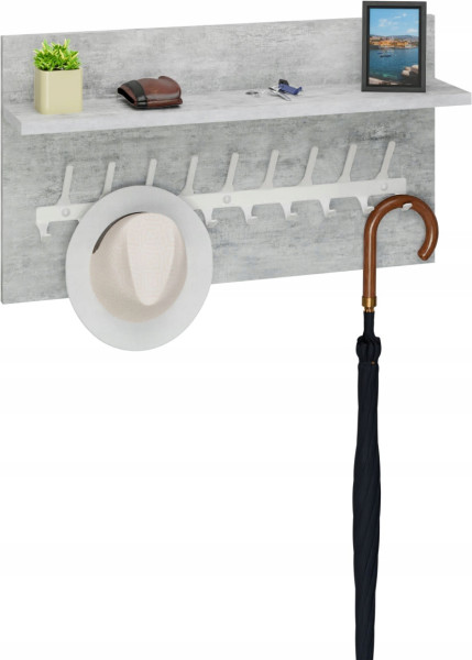 Wieszak ścienny LOFT z półką 70 cm – stylowy organizer do przedpokoju 1066420