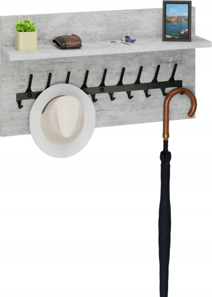 Wieszak ścienny LOFT z półką 70 cm – stylowy organizer do przedpokoju 1066407