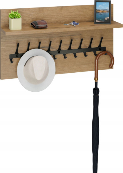 Wieszak ścienny LOFT z półką 70 cm – stylowy organizer do przedpokoju 1066409
