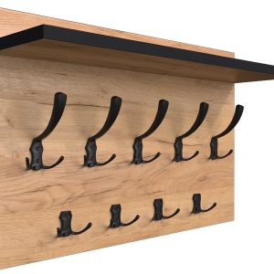 Wieszak ścienny na ubrania dąb craft + czarny – Xyero 305270