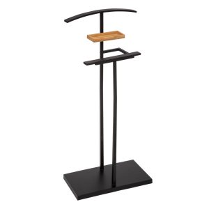 Wieszak stojący czarny z bambusową półką 114,5cm 766448 Wieszak stojący czarny z bambusową półką 114,5cm 766448