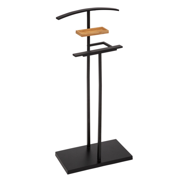 Wieszak stojący czarny z bambusową półką 114,5cm 766448