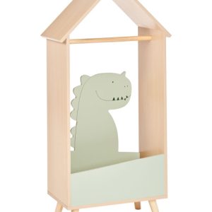 Wieszak stojący dla dzieci jasne drewno z zielonym dinozaurem 431215 Wieszak stojący dla dzieci jasne drewno z zielonym dinozaurem 431215