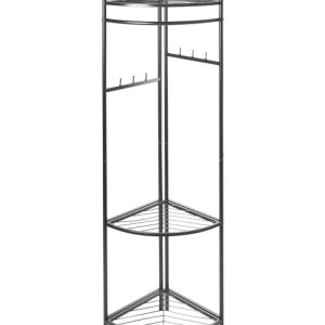 Wieszak stojący metalowy 160 cm z półkami czarny 870511 Wieszak stojący metalowy 160 cm z półkami czarny 870511