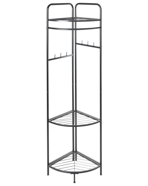 Wieszak stojący metalowy 160 cm z półkami czarny 870511