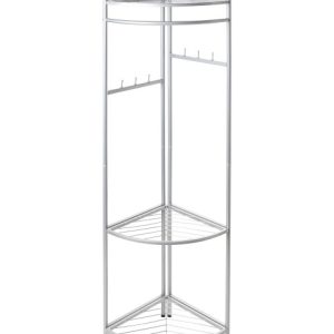 Wieszak stojący metalowy z półkami 160 cm srebrny 870512 Wieszak stojący metalowy z półkami 160 cm srebrny 870512