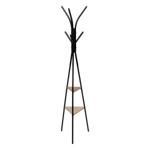 Wieszak stojący na ubrania Jano 175 cm metalowy czarny mat 6 haczyków półki 191794 Wieszak stojący na ubrania Jano 175 cm metalowy czarny mat 6 haczyków półki 191794
