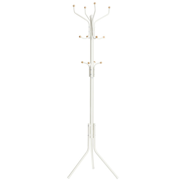 Wieszak stojący na ubrania metalowy biały 182 cm 12 haczyków 2 półki 1055455