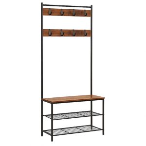 Wieszak stojący rustykalny brąz półka na buty BEGRYF 70x32x175 738499 Wieszak stojący rustykalny brąz półka na buty BEGRYF 70x32x175 738499