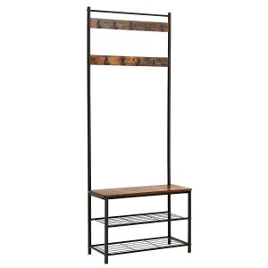 Wieszak Stojak Na Ubrania 70X32X175 Cm Rustykalny Brąz, Czarny 937513 Wieszak Stojak Na Ubrania 70X32X175 Cm Rustykalny Brąz, Czarny 937513