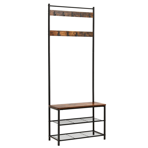 Wieszak Stojak Na Ubrania 70X32X175 Cm Rustykalny Brąz, Czarny 937513