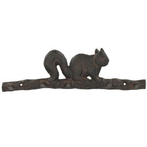 Wieszak żeliwny brązowy 36 cm 5 haczyków wiewiórka ścienny 948784 Wieszak żeliwny brązowy 36 cm 5 haczyków wiewiórka ścienny 948784