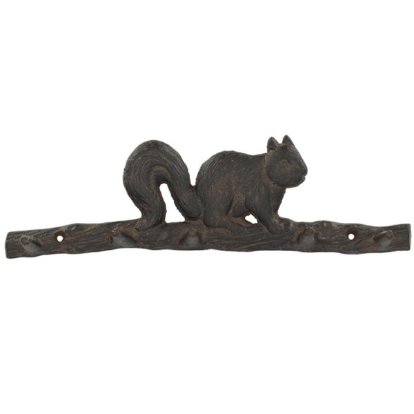 Wieszak żeliwny brązowy 36 cm 5 haczyków wiewiórka ścienny 948784