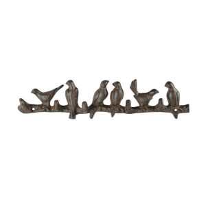Wieszak żeliwny brązowy 43 cm ptaki ścienny dekoracyjny 948770 Wieszak żeliwny brązowy 43 cm ptaki ścienny dekoracyjny 948770