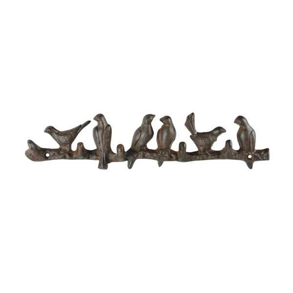 Wieszak żeliwny brązowy 43 cm ptaki ścienny dekoracyjny 948770