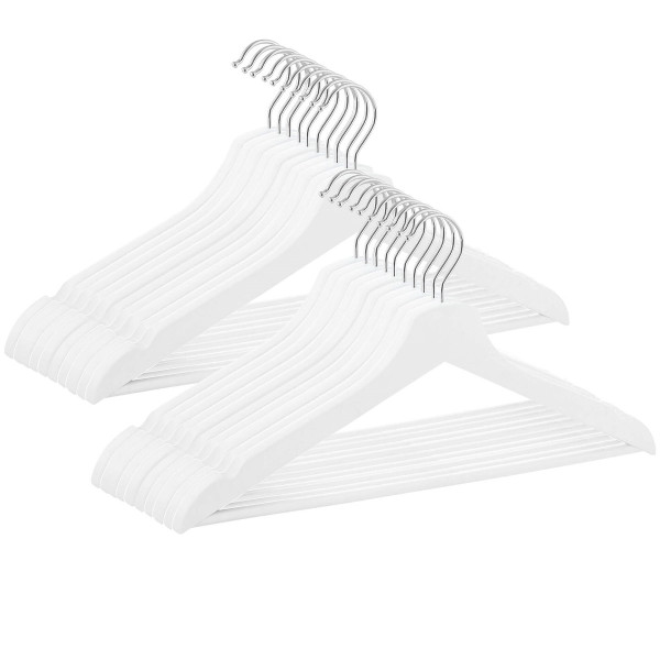 Wieszaki na ubrania drewniane 20 szt. białe 415066