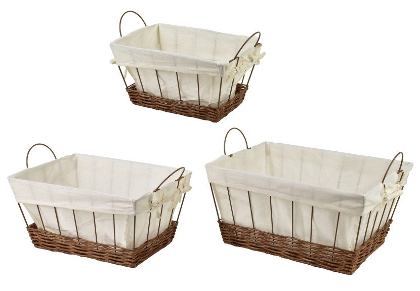 WILL Komplet 3 koszy prostokątnych XL40x30x20 cm L35X25X18 cm M30x20x16 cm 795437