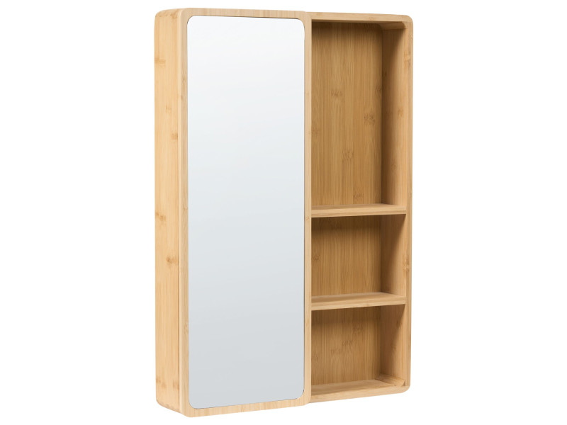 Wisząca łazienkowa szafka z drewna bambusowego 61 x 41 cm z lustrem 784785