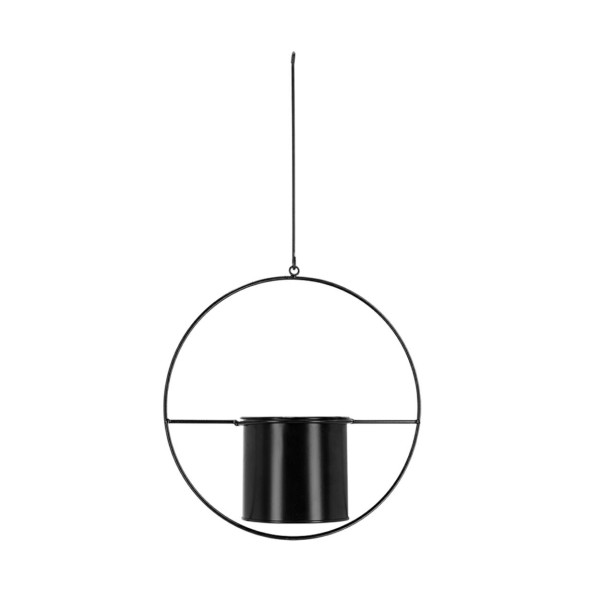 Wisząca metalowa doniczka czarna geometryczna na łańcuszku Esschert Design 1045452