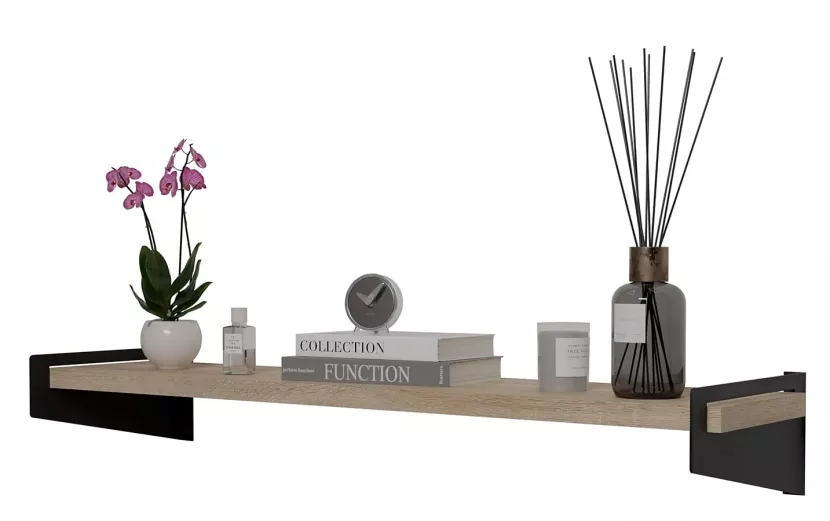 Wisząca półka nad biurko w stylu loft czarny + dąb sonoma - Jorix 774100