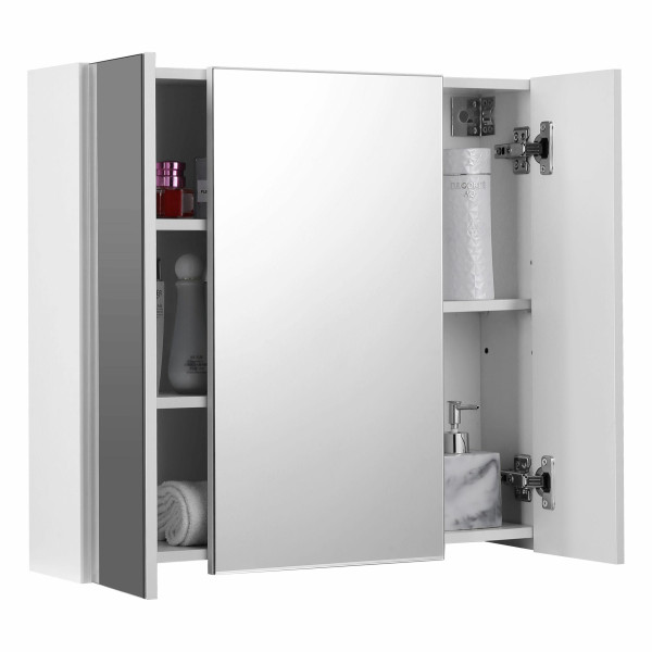 Wisząca szafka łazienkowa z lustrem i półkami biała 55x60x15 cm 989431