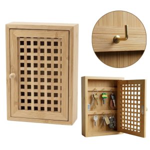 Wisząca szafka na klucze KIZU, 19 x 27 x 6 cm, bambus 990274