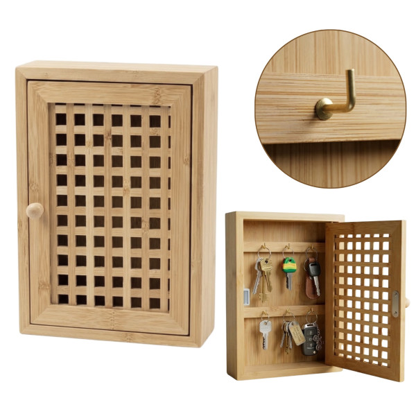 Wisząca szafka na klucze KIZU, 19 x 27 x 6 cm, bambus 990274